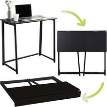HOMEMAKE Furniture Escritorio de Computadora Plegable Se Puede Usar para Oficina Ahorro de Espacio de Estudio 80 x 40 x 74cm Nuez - Negro - Ver 13