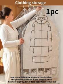 2/1pc Vacuum Compressed Storage Bag, Hanging Clothes Organizer Bag, Dust Proof Garment Bag With Swivel Hook, Space Saving, Waterproof, Moth-Proof, Zipper Sealed, Ideal For Clothes Storage, Winter Wear, Space Saver Bags