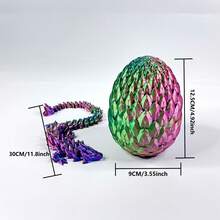30 厘米/11.8 英寸 + 12.5 厘米/4.92 英寸 3D 打印中国龙与龙蛋装饰套装，可移动关节，圣诞节家居桌面装饰，新年礼物，珠宝盒收纳，龙蛋，龙，3D 打印龙 - 彩色 - 查看 7