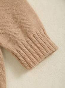 Baby Mädchen Gänseblümchen bestickte Langarm Lässig Strick-Jumpsuit