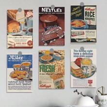 10 Retro Food Wall Stickers, Bedroom Corner Atmosphere, Beautiful Decoration, Poster, Card, Photo Props