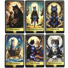 1pc Cat Tarot Deck Of 78 Cards: An Adventurous Set For Ages 14 And Up, Featuring The Majesty Of The Cat King. - Royal Blue - View 7