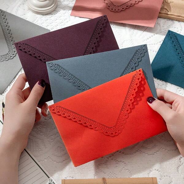 JUN LAI HOME 6 Peças Envelopes Coloridos Com Renda Para Cartões, Convites de Casamento, Todas as Ocasiões, Materiais Escolares, Volta às Aulas