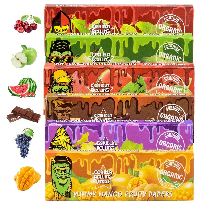 30 Packs / 6 Flavored Fruit Paper Rolls, 78mm Rolls, Various Flavors, Slow Burn, Gifts For Friends - 彩色 - 查看 1