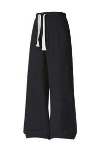 男士灯芯绒抽绳腰阔腿休闲运动裤，适合户外活动 - 黑色 - 查看 2