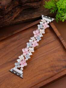 1pc Women's Fashion Colorful Flower Zinc Alloy Elastic Bracelet Band Strap Compatible With Apple Watch Band Strap 38mm 40mm 41mm 42mm 44mm 45mm 49mm (S10 42)Mm (S10 46)Mm,Boho Flower Painted Oil Metal Strap Compatible With Iwatch Series Ultra 2 S10 SE 9 8 7 SE 6 5 4 3 2 1, Fine Women Fashion Watch Accessories, Smart Watch Strap/Band, Unique Personalized And Style Strap, Party, Banquet, Valentine's Day/Mother's Day Gifts,Fashion Accessory