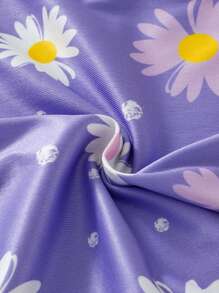 2 Peças Conjunto de Pijamas Ajustados para Meninas, Regata e Shorts Estampados com Margarida, Roupa Íntima Respirável e Confortável de Verão