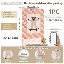 1件都市伙伴婴儿房墙饰 - 1张滑板狗和熊海报，配有“天生与众不同”标语和彩虹图案（点状背景）。滑板动物装饰，都市婴儿房装饰，中性动物海报，可爱狗狗熊套装，彩虹点状婴儿房艺术画，励志婴儿语录，可移除婴儿房贴纸，水彩海报，涂鸦风格婴儿房装饰，时尚动物角色，可直接悬挂，点状背景