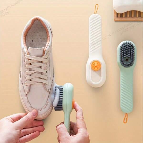 1 Multifunctionele schoenborstel met geïntegreerde zeepdispenser, kunststof - Gemakkelijk schoon te maken schoenen en huishoudelijke artikelen - Geschikt voor schoenenliefhebbers en huiseigenaren - Geschikt voor dagelijkse reiniging - Housewarming cadeau