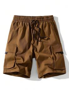 3Pcs/Pack Men's Utility Style Cargo Shorts, Breathable Casual Loose Fit Multi-Pocket Bermuda Shorts, Summer - Army Green - View 5