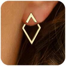 Dainty Minimalist Diamond Shape Earrings – High-Quality Alloy Material With Unique Up-And-Down Triangle Configuration, Subtle Yet Striking Statement, Perfect For Gifting On Graduations, Holidays, Or Just Because, Ideal For Sensitive Ears, Versatile Piece For All Seasons And Occasions