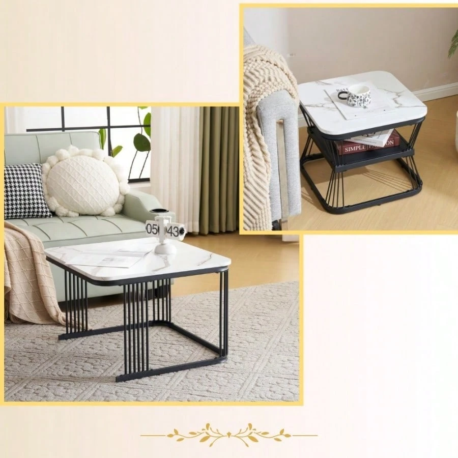 新作登場 センターテーブル テーブル ローテーブル 大理石調 波紋 収納