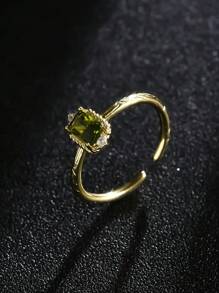 1 pieza Anillo de joyería de estilo vintage, de corte brillante de zirconia cúbica rectangluar de alta calidad y de lujo, con diseño único y minimalista, accesorio de regalo, piedra de nacimiento de diciembre