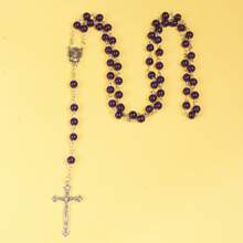 1pc Fashionable Vintage Rosary Necklace With Cross & Beads, Versatile Design Suitable For Party And Everyday Wear