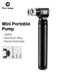 WEST BIKING Bicycle Pump Portable Mini High Pressure Mountain Road Bike Aluminum Alloy Small Emergency Inflatable Cylinder