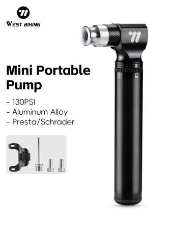 WEST BIKING Bicycle Pump Portable Mini High Pressure Mountain Road Bike Aluminum Alloy Small Emergency Inflatable Cylinder