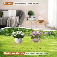Nuevo set de 5 soportes metálicos para plantas, soportes de planta de hierro antioxidante para interiores y exteriores, soportes de maceta resistentes para varias plantas, soporte para macetas negras para el jardín y el hogar (set de 5, dorado) - Paquete de 5 dorados - Ver 4
