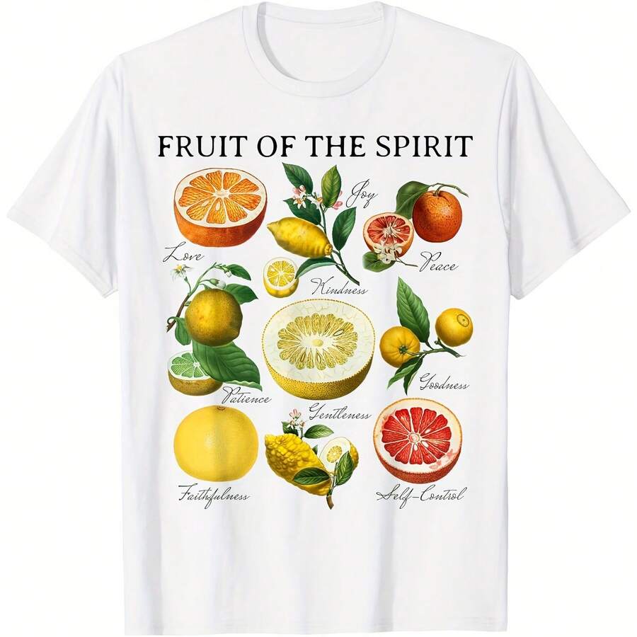 Fruit Of The Spirit Galatians 522 Cistian Bible Scture T-Shirtcotton220g High-Quality Pure Cotton T-Shirt Summer Outfits For Women Graphic Tees With Minimalist Printing, Soft And Breathable Fabric, Comfortable And Loose, Suitable For All Day Wear, Suitable For Office Casual Wear, Spring And Summer Daily Appearance, Elegant And Youthful Design - trắng - Xem 1