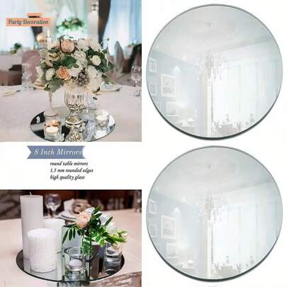 10pcs, Acrylic Round Table Mirror Trays For Weddings, Baby Showers, And Birthdays -10cm/15cm/20cm/25cm/30cm Circle Mirror Candle Plates For Home Table Centerpieces And Self-Adhesive Decorations Mirror Stickers Room Decor Home Decor Wall Decor Personalized Wall Stickers Mirror Wall Wall Mirror Mirror For Room Bathroom Decor Living Room Decor