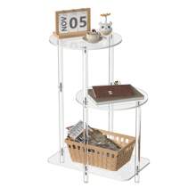 1 Set Estantería acrilica de 5 niveles extra grande y duradera, estante de exhibición minimalista moderno redondo/cuadrado, multicolor, adecuado para dormitorio, baño, sala de estar, uso en todas las estaciones