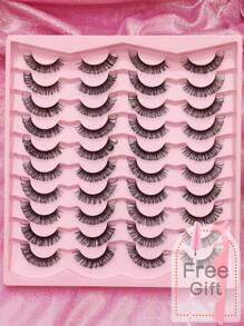 Set di ciglie finte da 20~1 D, ricci, morbide, drammatiche in 3D in pelliccia di visone nera, lunghe e sottili, multistrato di diverse lunghezze, con confezione extra-large, adatte per matrimoni, feste, club, riunioni di lavoro quotidiane, per spose, studentesse, compleanni e altre occasioni