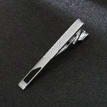 1 pieza Pinza de corbata formal plateada para hombre, barra de corbata de moda adecuada para corbata regular, corbata de boda, corbata de negocios, accesorio de moda para hombre - Plateado - Ver 9