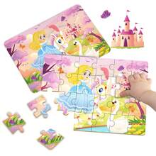 4-in-1 Lernpuzzle für Kinder von 3-6 Jahren - Themen Dinosaurier, Bauernhof, Prinzessin und Transport. Jeder Set enthält 1 Puzzle (24 Teile) und 1 Anleitung, entwickelt um die Neugier und Konzentration von Kindern mit einfachen Szenenillustrationen zu fördern. - Verschiedenfarbig - Übersicht 6
