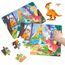 4-in-1 Lernpuzzle für Kinder von 3-6 Jahren - Themen Dinosaurier, Bauernhof, Prinzessin und Transport. Jeder Set enthält 1 Puzzle (24 Teile) und 1 Anleitung, entwickelt um die Neugier und Konzentration von Kindern mit einfachen Szenenillustrationen zu fördern. - Verschiedenfarbig - Übersicht 8