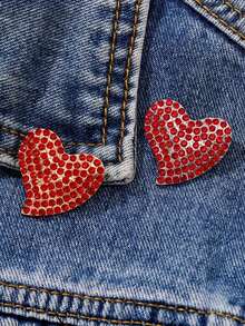 时尚水果花卉甜美草莓翻领别针珐琅围巾胸针，百搭配饰，女士优雅心形胸针，适合夹克、西装、节日礼物 - 紅色 - 查看 9