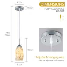 YQYYFC Glass Pendant Light Gray Pendant Lights Kitchen Island Modern Hanging Light Fixtures Chrome Finish Mini Lighting Fixtures For Kitchen Art Deco Living Dinning Room Bedroom Hallway - 黑煙 - 查看 5