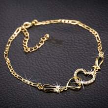 1 pieza Pulsera de mujer con forma de corazón hueco de de moda