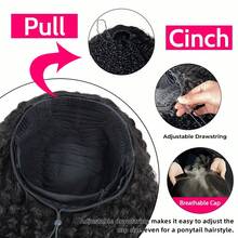 Peluca media cabeza de cabello humano rizado birmano para mujeres, densidad del 200%, 3 en 1, peluca media cabeza de cabello humano rizado y encrespado, para usar y llevar, color natural, instalación rápida, amigable para principiantes - Natural Black - Ver 3