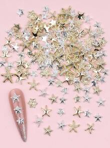 30pcsY2K Mini Starfish Five-Pointed Star Gold And Silver Randomly Mixed Nail Accessories DIY Nail Supplies