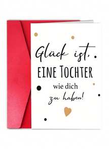 1Pc German Daughter Birthday Card With Envelope - "Luck Is Having A Daughter Like You" Heartfelt Greeting Card, Elegant Golden Polka Dot Design For Birthdays & Holidays, Premium Quality Sentimental Gift For Mothers, Daughter Gifts School Supplies,Back To School