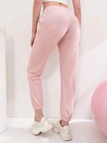 Lightweight Letter Print Women's Sports Shorts, Running Shorts With Drawstring Waistband, Fitness Ice Silk Pants - Nylon And Spandex - Women's Pants - Suitable For Running, Fitness And Sports - Perfect Gift For Fitness Enthusiasts