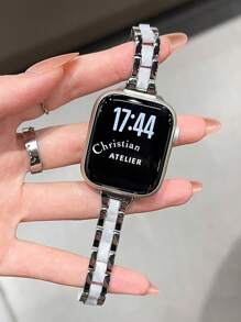 1 pièce Bracelet de montre en acier inoxydable fin et argent avec sangle en résine, compatible avec les séries Apple Watch 10, 9, 8, 7, SE, 6, 5, 4, 3, 2, 1. Bracelet de montre en métal élégant et à la mode pour femmes, compatible avec les bracelets de montre de 45 mm, 41 mm, 40 mm, 44 mm, 38 mm, 42 mm, 46 mm, Ultra2 49 mm. Bracelet de montre intelligent compatible avec les bracelets Apple Watch, accessoires de bracelet de montre, bracelet de montre compatible avec Apple Watch, bracelet pour montre intelligente