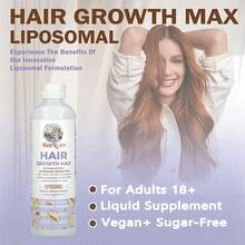 MaryRuth Organics Hair Growth MAX Liposomal For Women - With 10,000mcg Biotin (Lustriva®) & Pumpkin Seed Oil - Promotes Thicker Hair Growth + Reduces Wrinkles - Fast-Absorbing Formula (15.22 Fl Oz, Almond Cookie Flavor) - Skin & Hair Care Supplement - 1瓶 - 查看 5