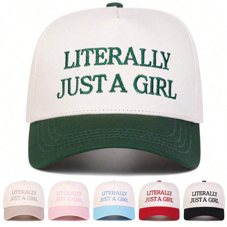 1pc Women "Literally Just A Girl Time" Embroidered Trucker Hat, Casual Street Style Baseball Cap, Suitable For Spring/Autumn Outdoor Travel