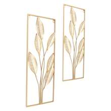 Golden Leaf Wall Hanging Decor, Metal Wall Art Decor, 2Pcs Modern Wall Hanging Decorative Wall Jewelry For Living Room Offices, Home Decoration Christmas Decorations Home Christmas Gifts Christmas Decor