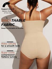 1pc Plus Size Women Black Seamless Bodysuit Body Shaper With Waist Cincher Tummy Control And Butt Lifter Flat Belly Sheath Slimming Shapewear Waist Trainer Butt Lifter