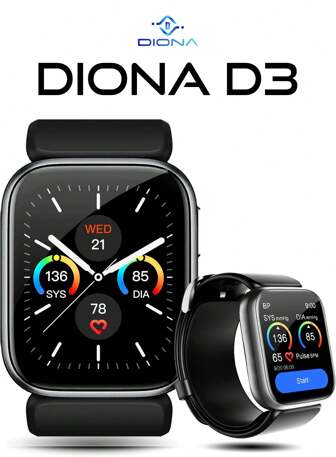  DIONA D3 Blood Pressure Watch Medical grade 1.96-inch AMOLED screen Standby 30 days, pressure monitoring, find phone, sports mode and other multi-functions IP54 life waterproof smart watch Watch makes life more convenient