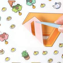 New 2.5D Scene Stickers - 2pcs Stickers + 1pc Scene Card, Cartoon Simulation Management, Landscaping Stickers Creative 3D Stereo Miniature Scene Paste, Cute Stress Relief DIY Painting, Intelligent Small House Storage Stickers, No-Cut Scenery Stickers, 3D Layered Stereo Small House Stickers