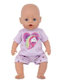 16-18 Inch Reborn Doll Clothes Set Universal 43CM Purple Pony Outfit Doll Clothing, Fun Dress-Up Doll Clothes, Great Birthday Gift For Children, Gift For Kids, Reborn Doll, Realistic Doll Clothing (Doll Not Included) - Multicolor - View 3