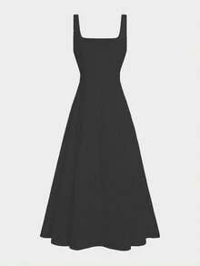 Floreya Solid Color Casual Elegant Woven Fabric Zip Up Dress, Suitable For Evening Date, Party, Wedding, Spring/Summer