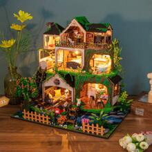 Modèle d'assemblage de villa de la forêt des fées, micro-kit artisanal DIY, décoration de chambre, artisanat en bois, cadeau d'anniversaire