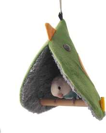 Hamaca/Tienda colgante con perchas para pájaros pequeños - Loro, Periquito, Cacatúa, Cotorra, Periquito australiano - Verde - Ver 2