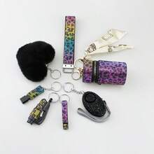 7Pcs Rainbow Bling Safety Keychain Set For Women Rhinestone Bling Women Self-Defense Keychains Sets Personal Security Product Accessories - 紅色 - 查看 3