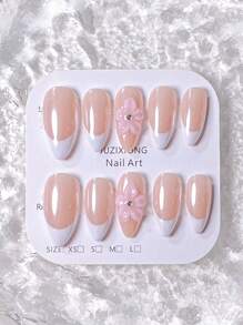 10 Pieces Of Pure Handcrafted Three-Dimensional Ice Translucent Carved Flowers, With Orange Flower Centers As Embellishments, Yellow French Manicure Surface Decorated With Water Ripples, Paired With Golden Steel Ball Faux Pearls, Pink Magic Mirror Coils, Pink Flower Accessories French Style, Golden Star Stickers, High-End Aurora White French Style, Press On Nails Nail Supplies Nails