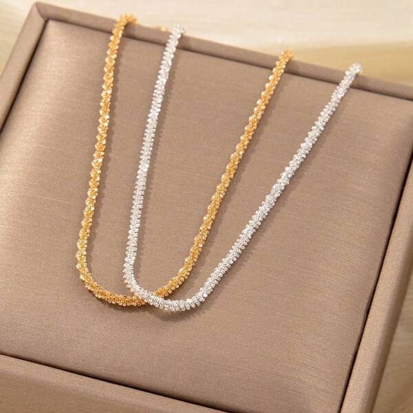 1 pieza Collar de tono dorado elegante y dulce con destellos - Regalo de San Valentín o cumpleaños para mujer, joyería versátil para uso diario, novia, apto para todo el año, collar lindo