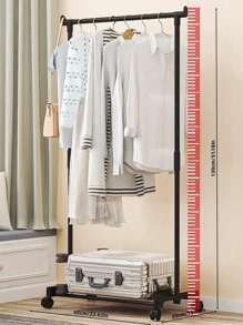 1pc Large Household Bestselling Simple Movable Coat Rack,Balcony Clothes Drying Rack,Floor Standing Storage Rack For Shoes & Hats